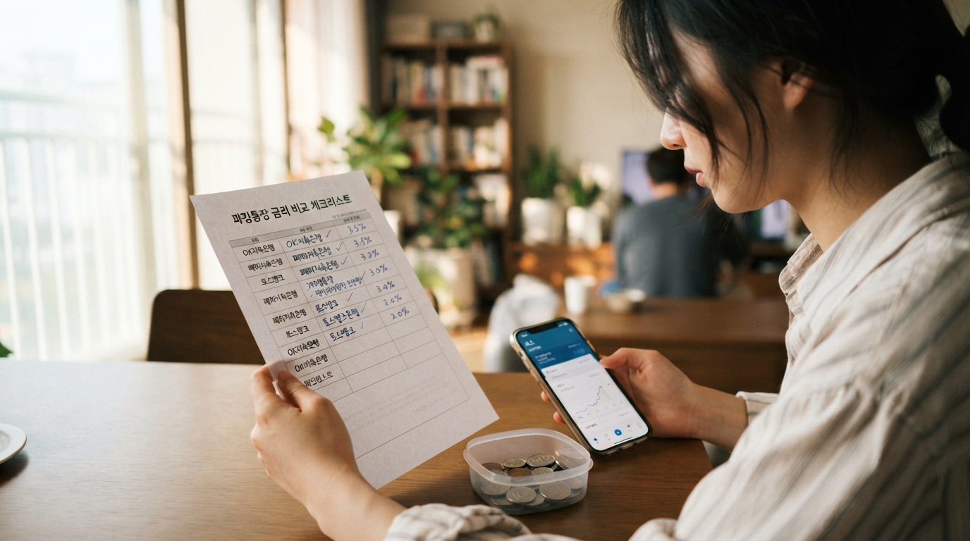 파킹통장 순위 파킹통장 광고 금리와 실제 평균 금리 차이를 보여주는 이미지